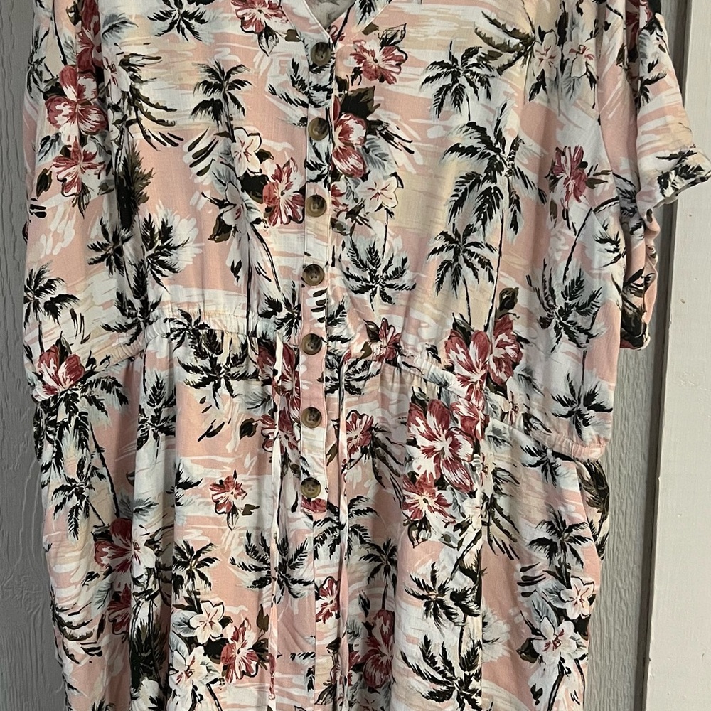 Torrid Cream Green Notched Collar Romper